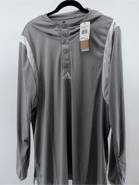 Adidas Mens Hoodie Shirt - Thin Size Large NWT,  $55 Retail - Icon Pulse, Gray